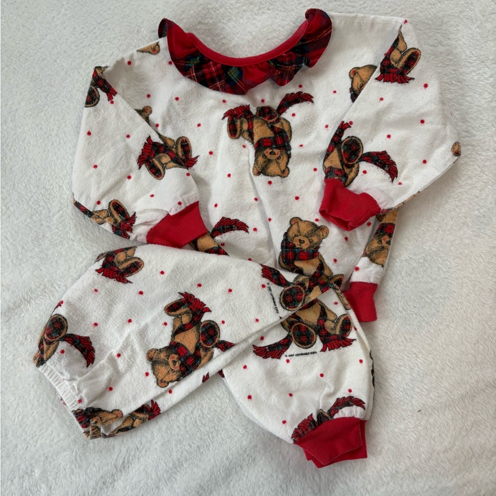 VTG Cozy Bear Print Pajama Set 1997